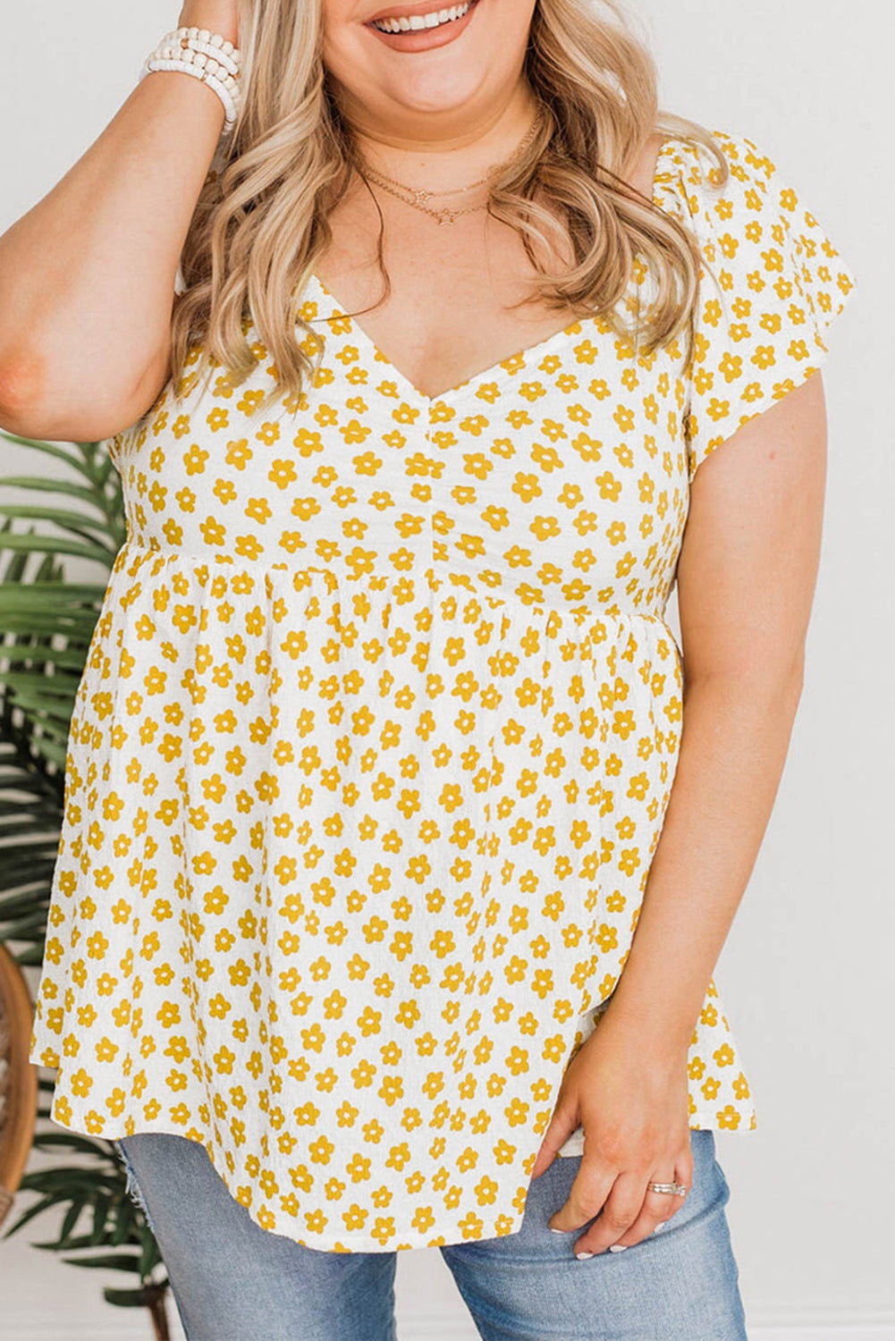 Yellow Plus Size Floral Top