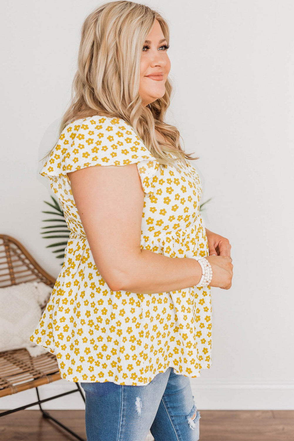 Yellow Plus Size Floral Top