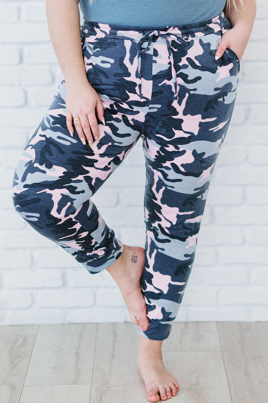 Green Plus Size Camo Knit Jogger Pants